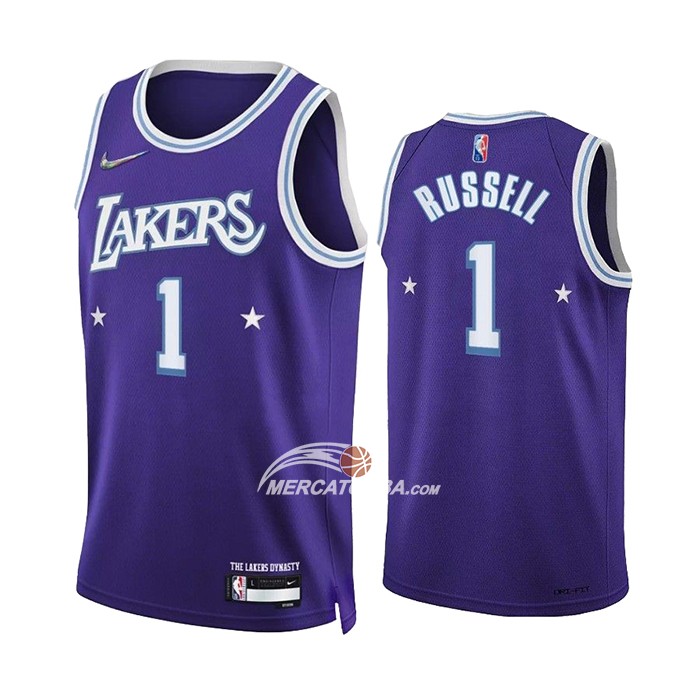 Maglia Los Angeles Lakers D'angelo Russell NO 1 Citta 2021-22 Viola